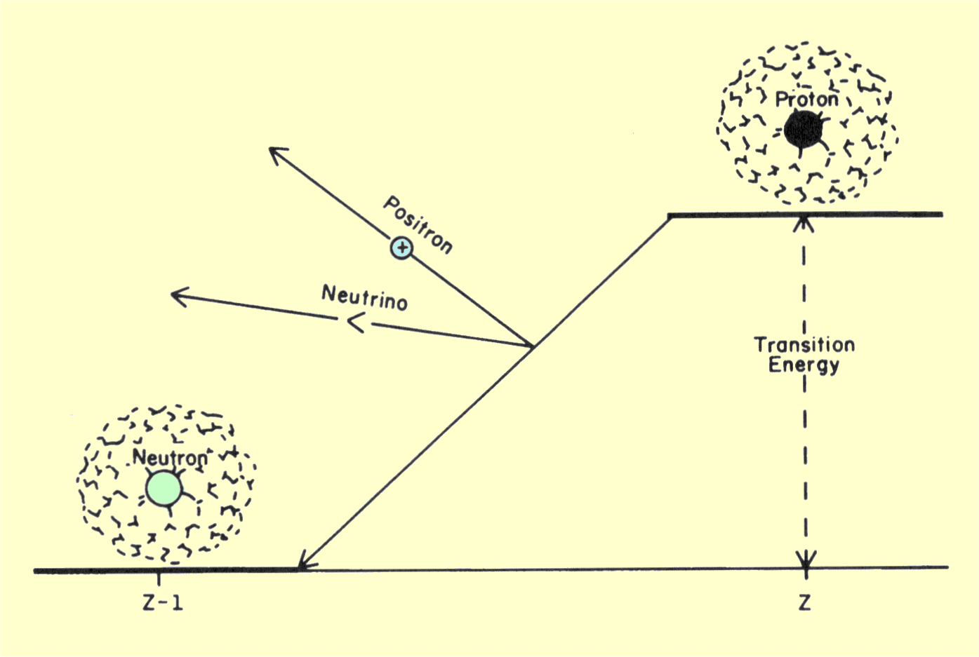Diagram of a Transition That Produces Positron Radiation