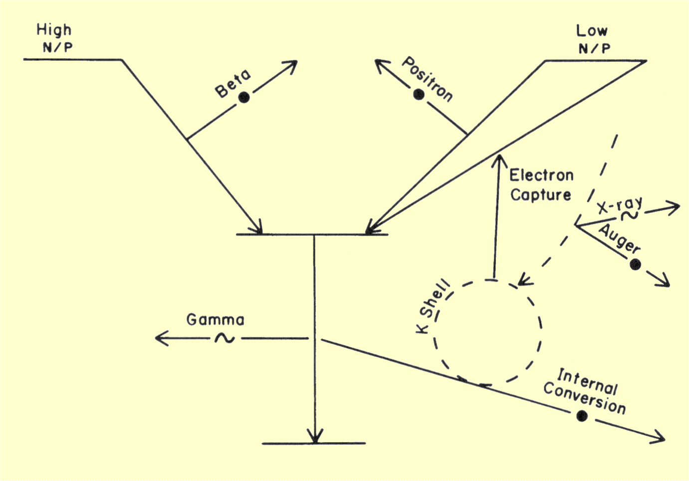 Composite Diagram Showing the Various Nuclear Transitions That Produce Radiation